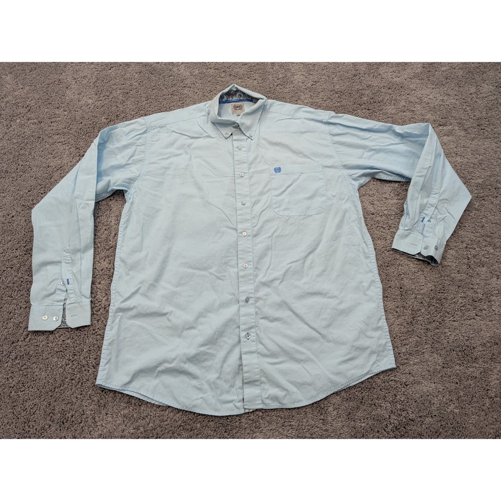 Cinch Button Up Shirt Mens Medium Short Sleeve‎ Pocket Logo Casual